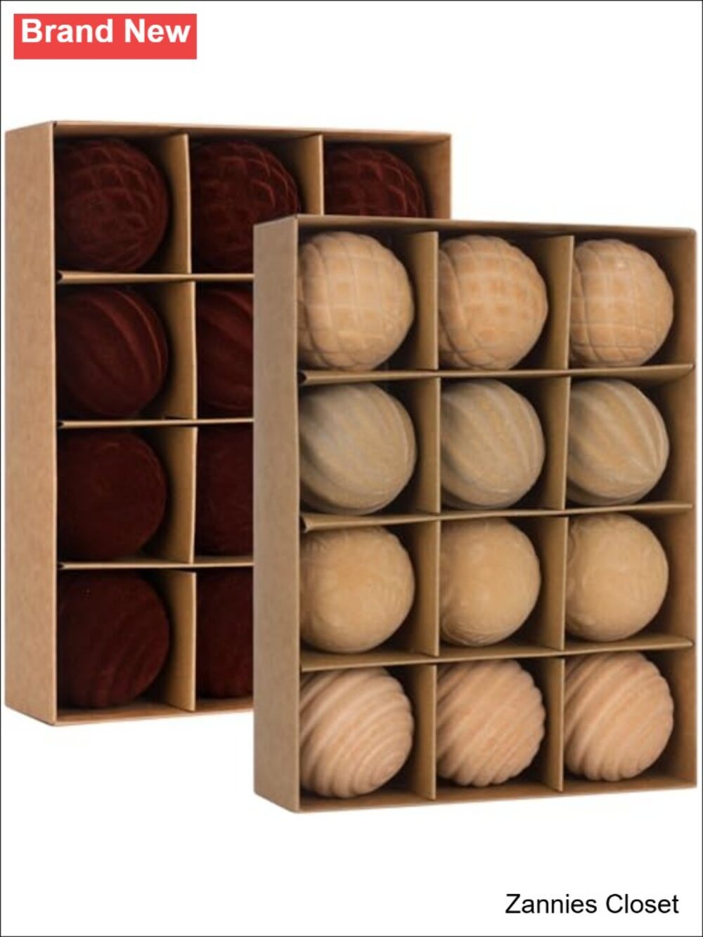 π 24 Pc Velvet Christmas Ornament Balls 2.36" Shatterproof Tree Decor Set